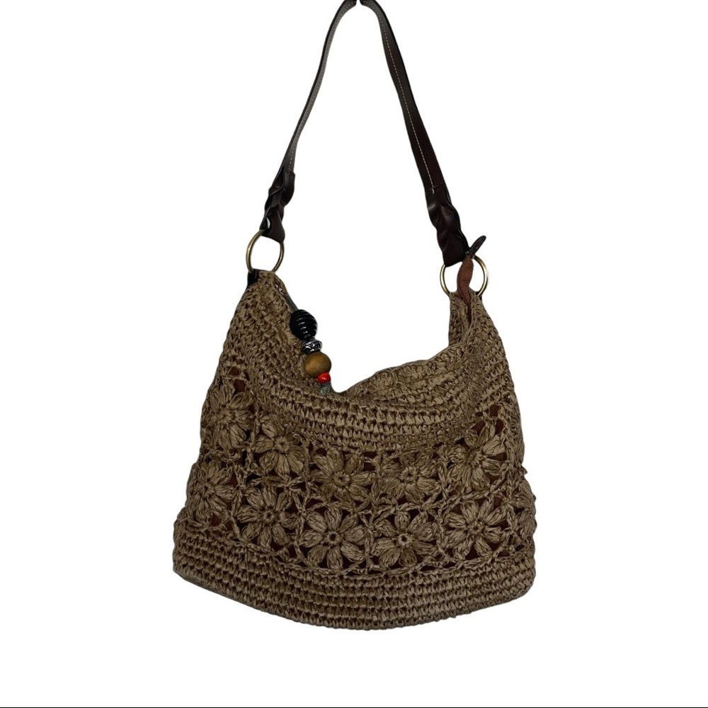Bag Purse Shoulder Tote Brown Straw Crochet Paper Bag